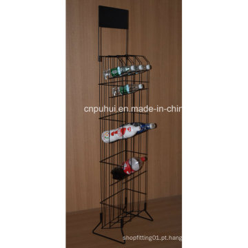 Stand de exposição para bebidas de piso de metal (PHY1059F)